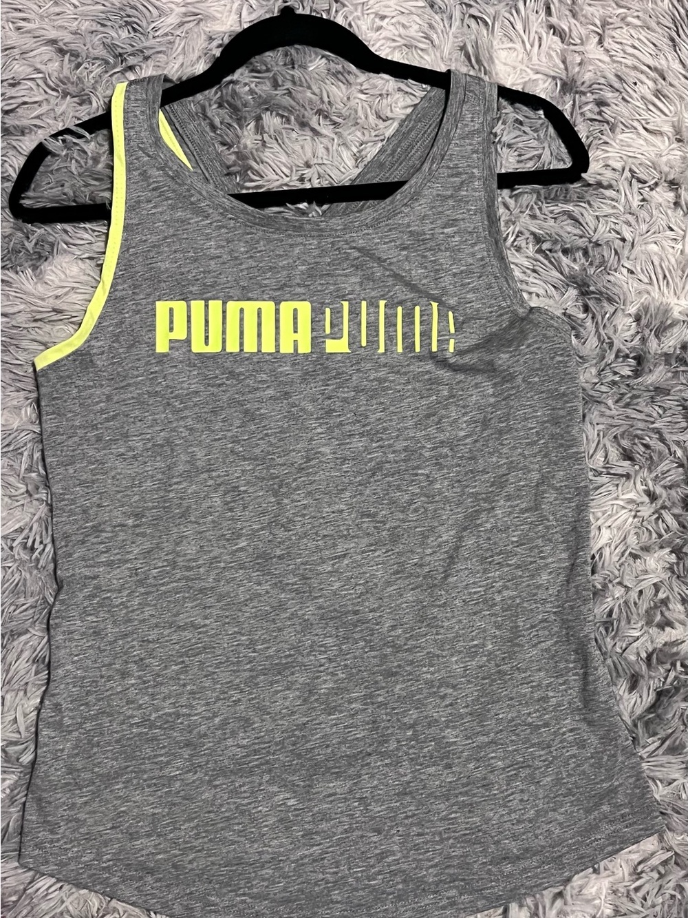 Puma Gray Tank Top with Neon Yellow Logo
